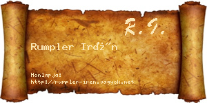 Rumpler Irén névjegykártya
